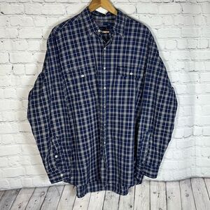 Vtg Polo Ralph Lauren Whitfield Shirt Men's L Navy Long Sleeve‎ Button Up Plaid